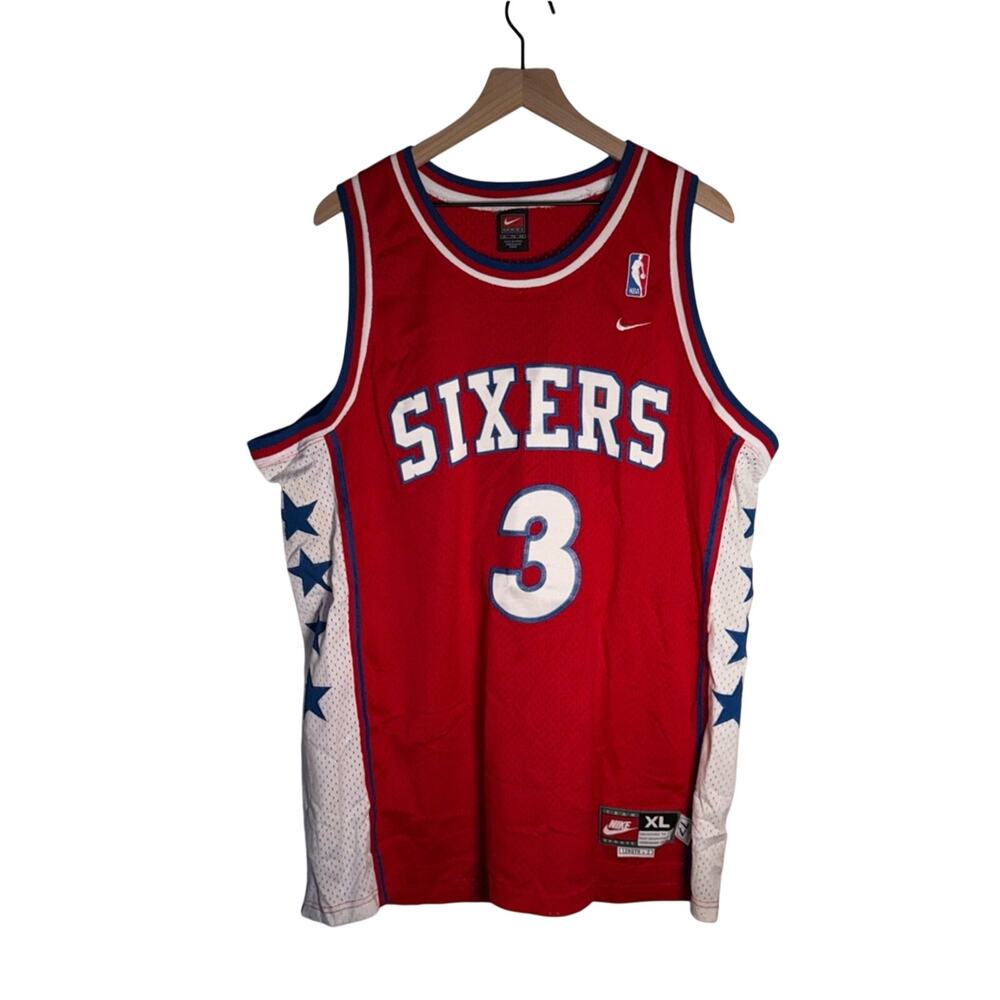 VINTAGE NIKE NBA PHILLY SIXERS ALAN IVERSON 1977 athletic basketball jersey XL